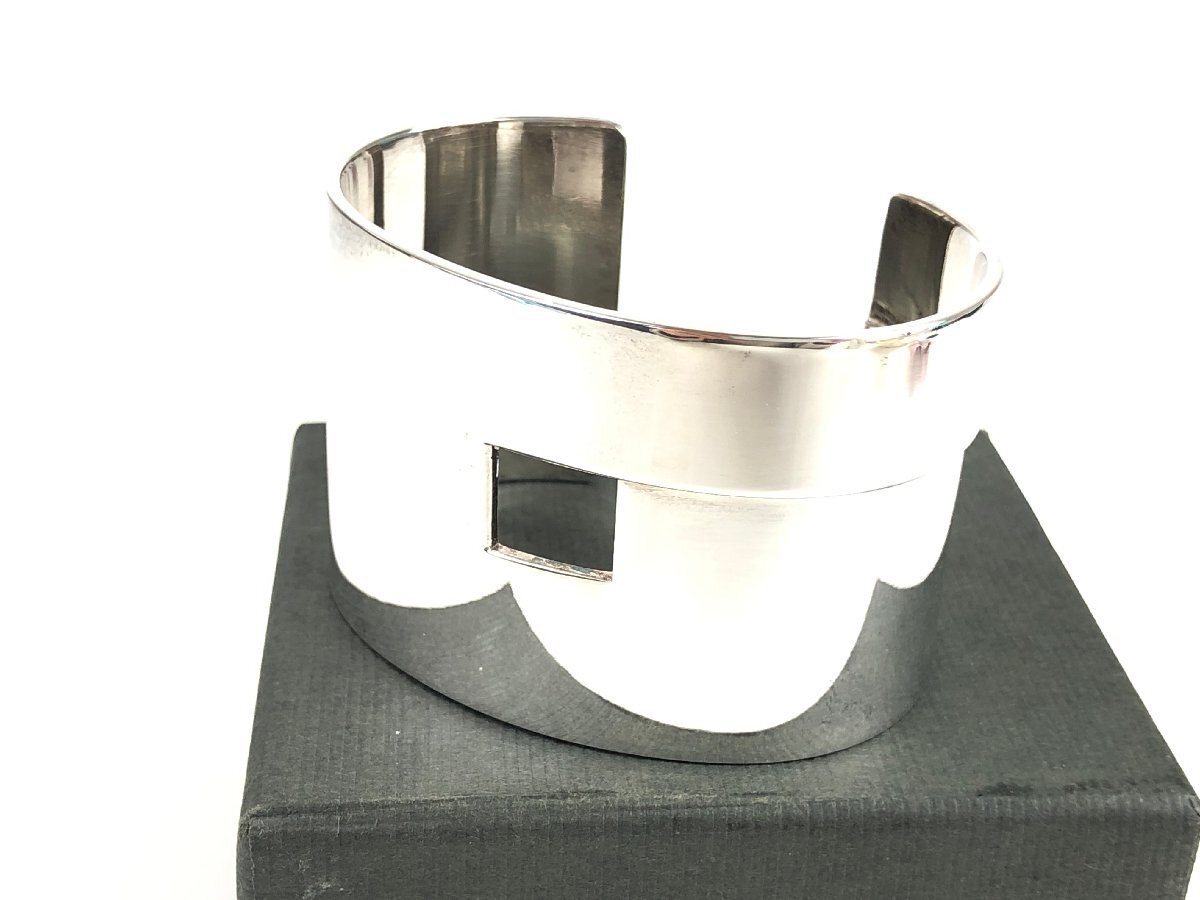 極美品 グッチ GUCCI スクエアGホール ワイドバングル シルバー925 幅:約4.3cm 重さ:116.7g 磨き済 YAS-5549拍卖