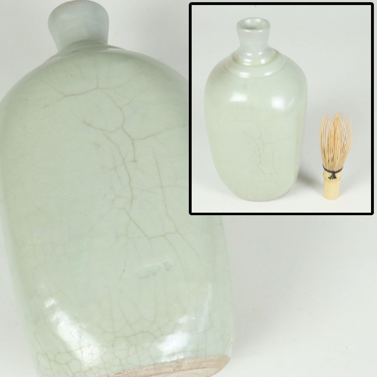 幕末~明治期 鞆皿山焼 青磁 保命酒徳利 鞆徳利 備後 鞆の浦 酒器 陶磁器 骨董品 美術品 4427wcfzH拍卖