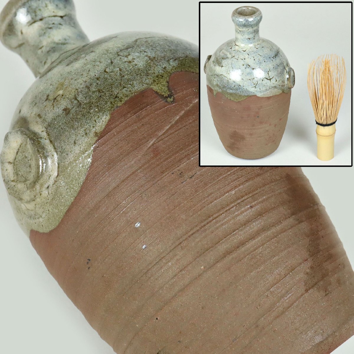 幕末~明治期 鞆皿山焼 蛇の目 環付 保命酒徳利 鞆徳利 図録同手あり 備後 鞆の浦 酒器 陶磁器 骨董品 美術品 8234-18ubzN拍卖