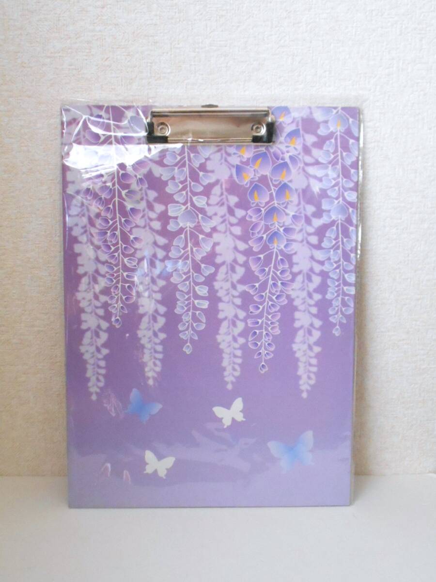 ◆新品◆クリップボード・バインダー A4 「藤の花 & 蝶々」 ☆文房具・ファイリング用品 拍卖