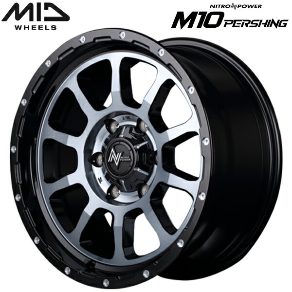 MID NITRO POWER M10 PERSHING 1本価格 ブラック/DC+マシニング/ブラッククリア 6.5J-17インチ 6穴/PCD139.7+38拍卖