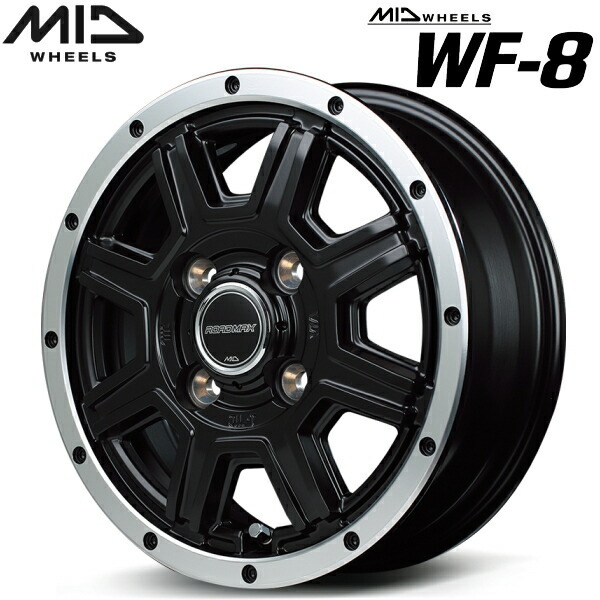 MID WHEELS WF-8 4本Set セミグロスブラック/フランジポリッシュ 4.0J-12インチ 4穴/PCD100+42拍卖