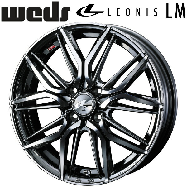 Weds LEONIS LM ブラックメタルコート/ミラーカット 4本セット 4.5J-14インチ 4穴/PCD100+45 ハブ径:65φ 座面形状:M12 60°テーパー座専用拍卖