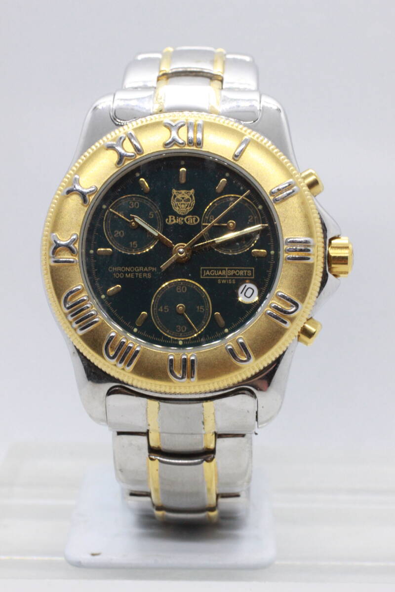 【Big atJUGAR SPORTS SWISS 251272 QUARTZ 10ATM CHRONOGRAPHALL STAINLESS STEEL 18K ELECTRO-PLATED中古品時計分解掃除必要25.11.2 拍卖