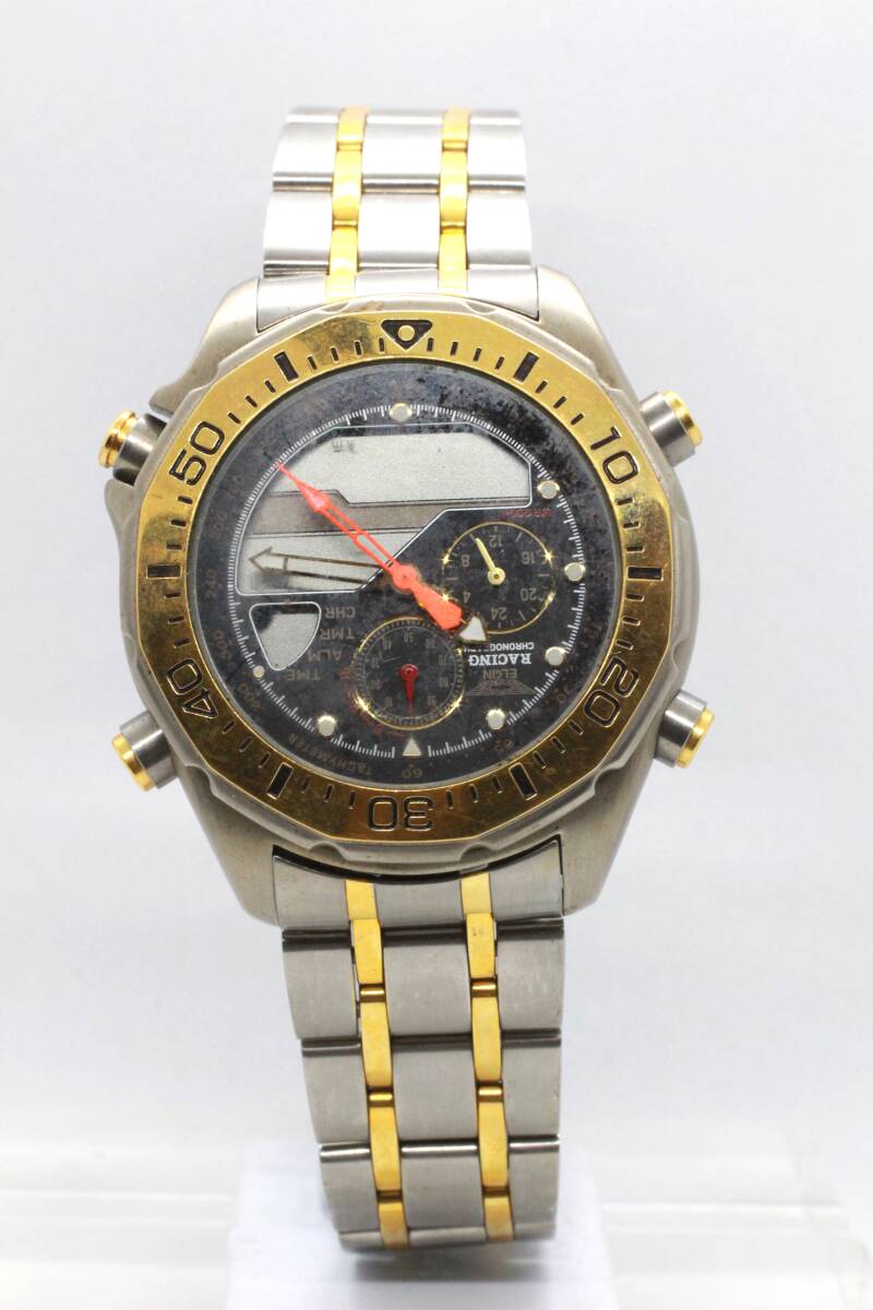 【ELGIN】RACING CHRONOGRAPH デジアナQUARTZFORMULA ONE WORLD CHAMPION 1864 中古品時計 分解掃除必要 25.11.2 拍卖