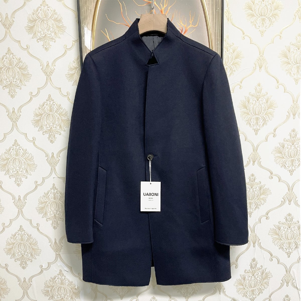 一枚限定 EU製&定価7万◆UABONI*Paris*テーラードジャケット*ユアボニ*パリ発◆カシミア 暖かい 無地 コート ブレザー ビジネス 紳士 L拍卖