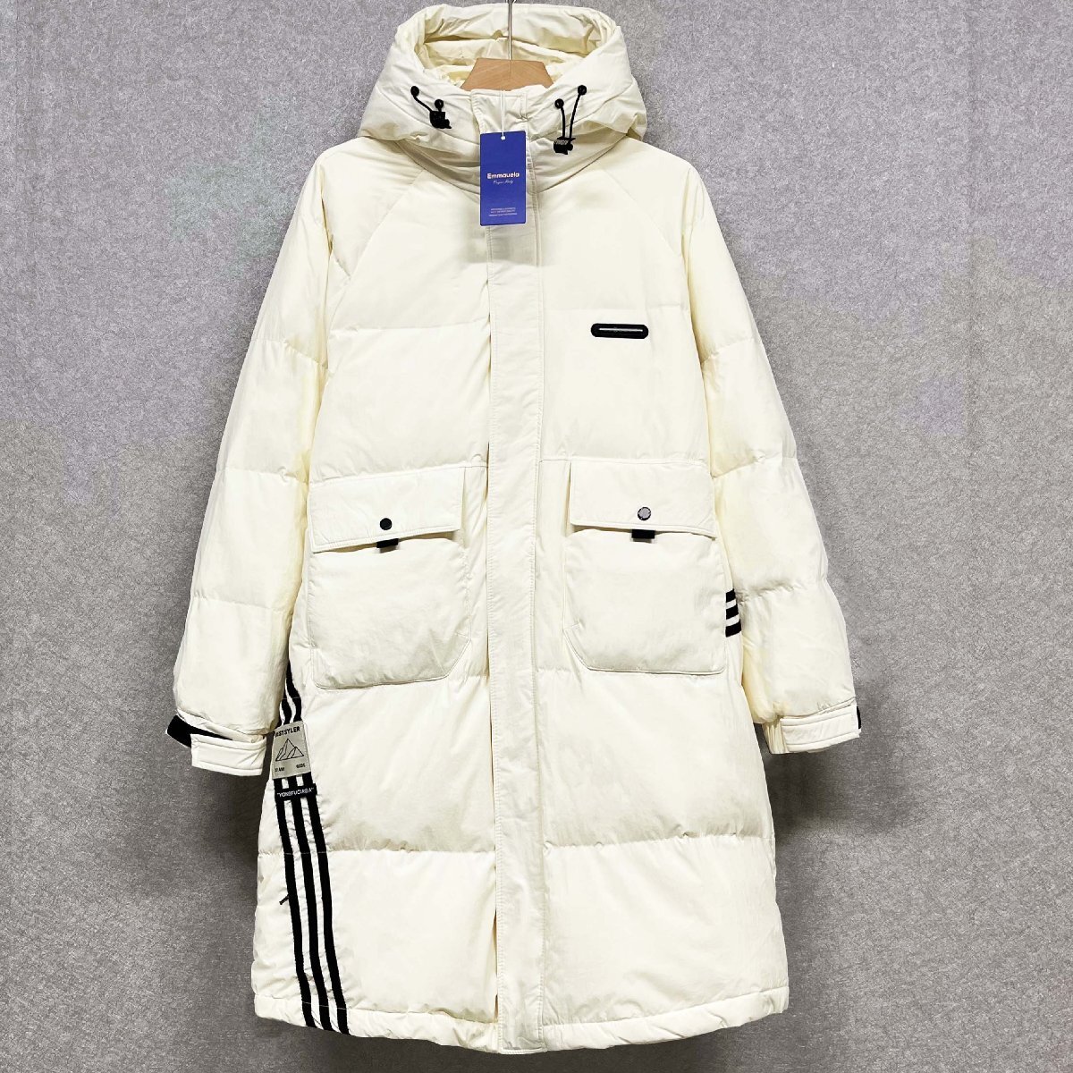 高級・ダウンジャケット 定価11万◆Emmauela・イタリア・ミラノ発◆ダックダウン90% 防風 軽量 ソフト 防寒 アウター ロング丈 M/46拍卖