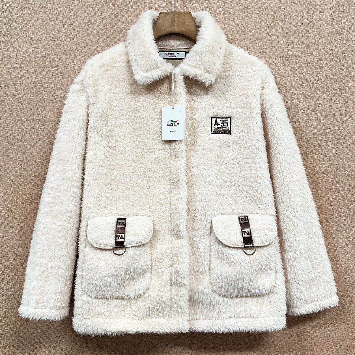 高級ヨーロッパ製※定価7万◆ブルガリア発※RISELIN ボアジャケット ウール混 ふわふわ 保温 ブルゾン 可愛い レディース 通勤 通学 秋冬 L拍卖