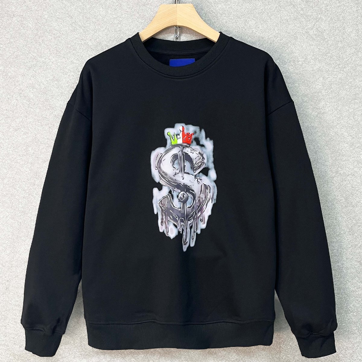 上級・トレーナー 定価4万◆Emmauela・イタリア・ミラノ発◆エジプト綿100% 上品 ソフト 長袖 プリント トップス スウェット 秋冬 L/48拍卖