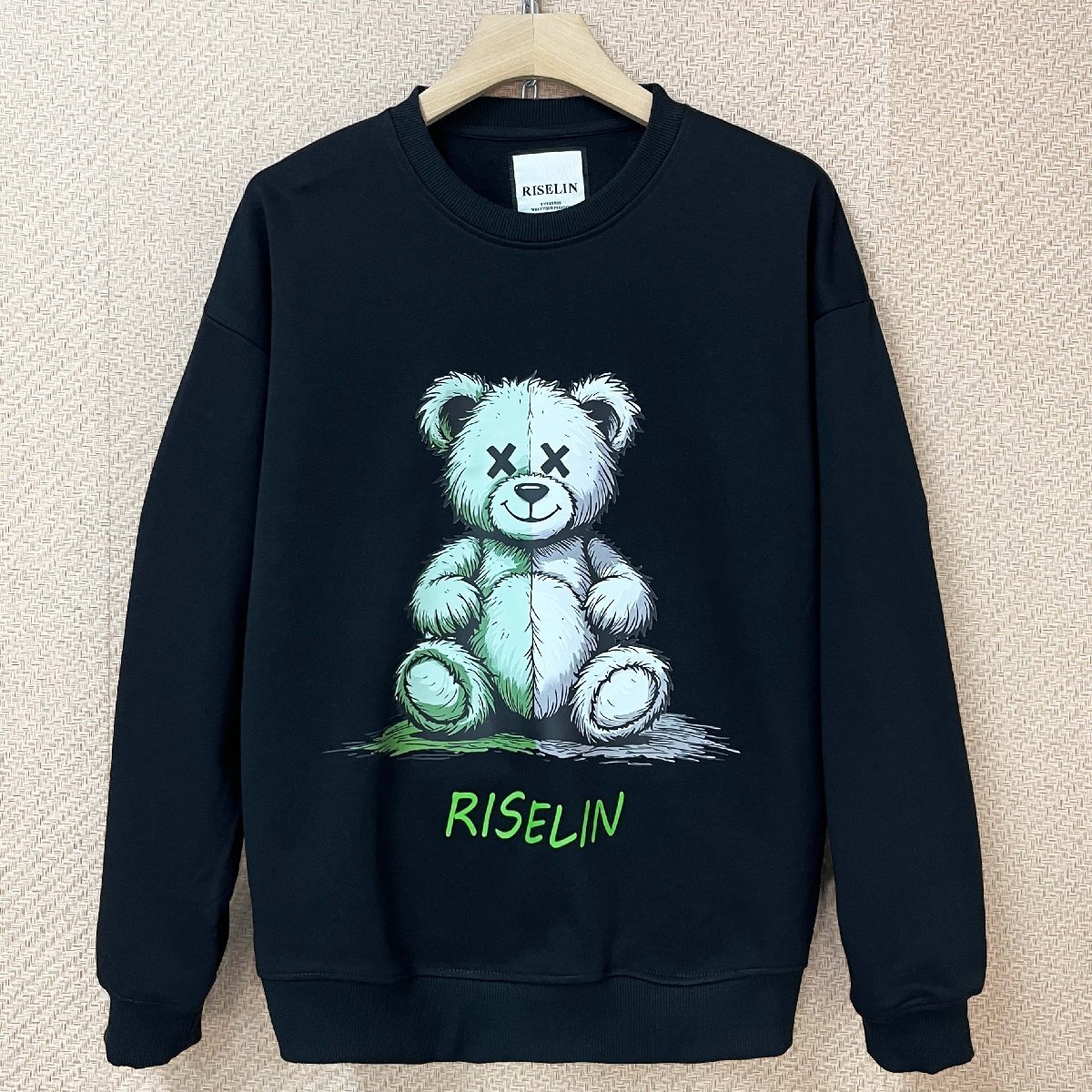 絶賛ヨーロッパ製※定価4万◆ブルガリア発※RISELIN トレーナー 綿100% ソフト 長袖 クマ柄 ロゴ プルオーバー カジュアル 春秋 XL/50拍卖