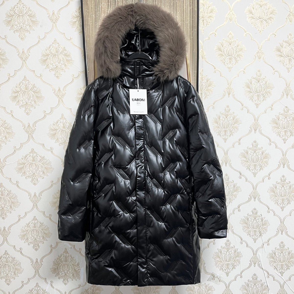 ★★高級EU製&定価10万◆UABONI*Paris*ダウンジャケット*ユアボニ*パリ発◆ダックダウン90% 上品 肉厚 撥水 防寒防風 ファー付き M/46拍卖