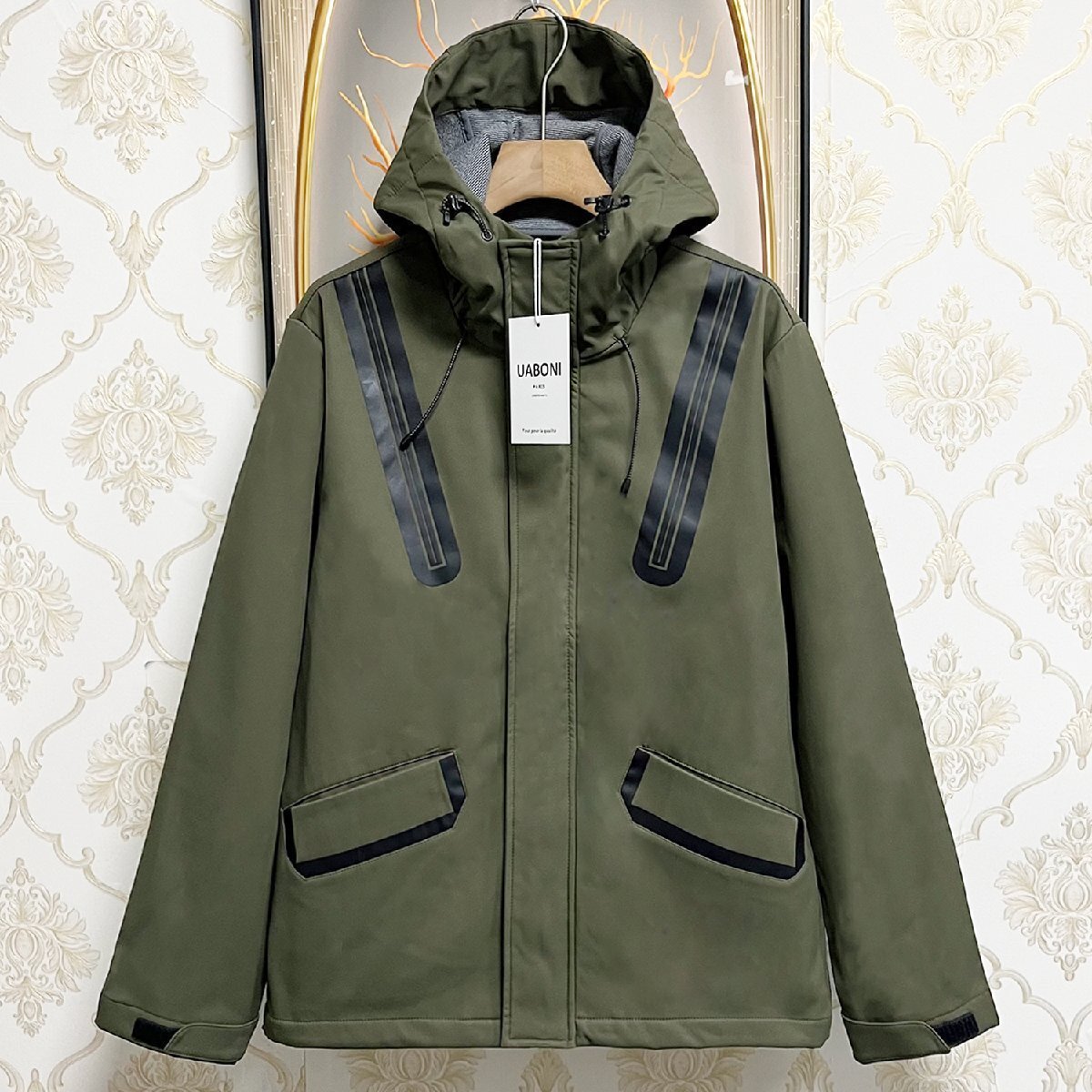 個性EU製&定価6万◆UABONI*Paris*ジャケット *ユアボニ*パリ発◆柔らか 防風 防水 フード付き カジュアル スポーツウェア アウター XL/50拍卖