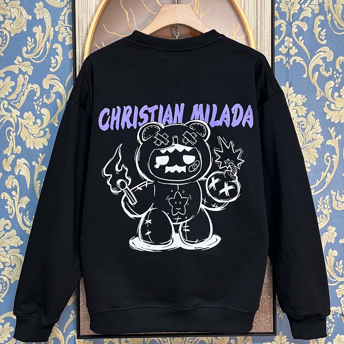 定価4万★christian milada・ミラノ発・トレーナー★エジプト綿100% 柔らか 保温 ゆったり 面白い カジュアル スウェット 男女兼用 XL/50拍卖