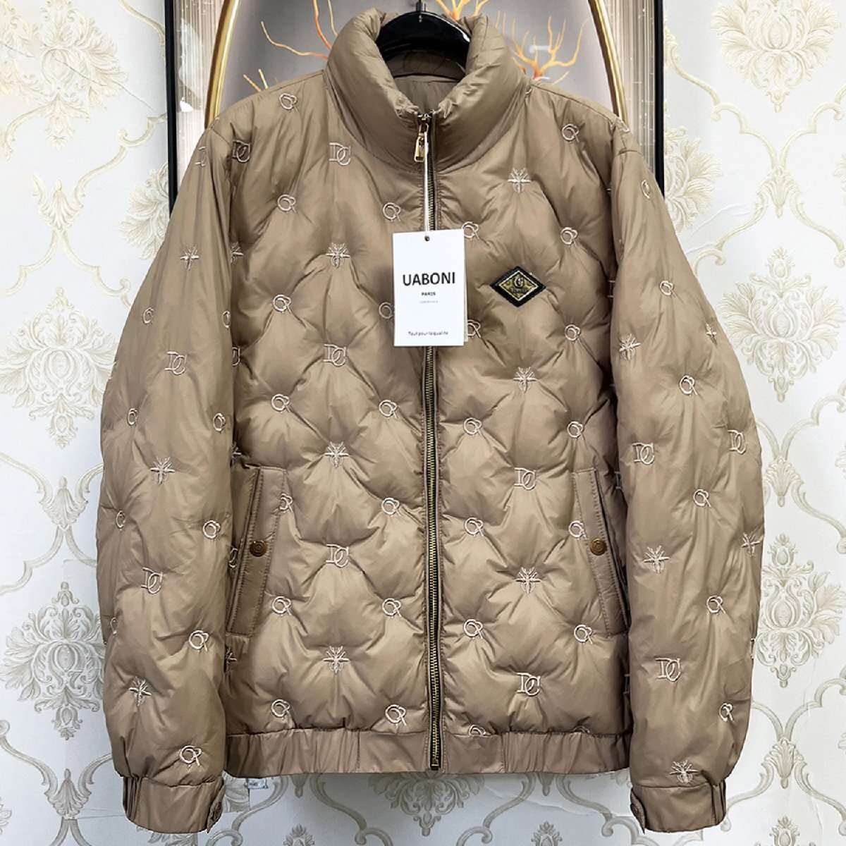 一枚限定 EU製&定価10万◆UABONI*Paris*ダウンジャケット*ユアボニ*パリ発◆ダックダウン90% 暖かい 個性 総柄 マウンテンパーカ 2XL/52拍卖