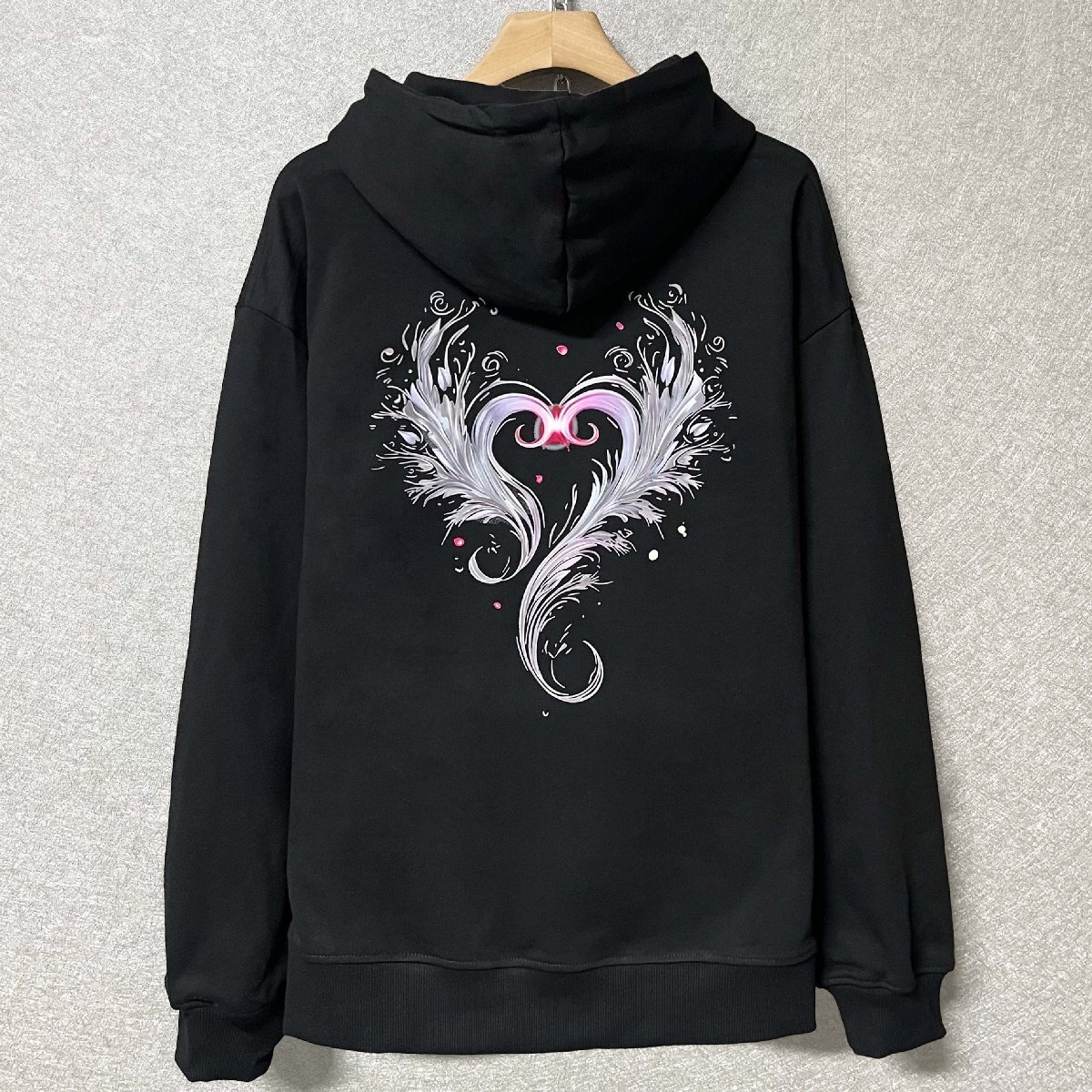 上級・パーカー 定価4万◆Emmauela・イタリア・ミラノ発◆エジプト綿100% 保温 快適 ハート柄 シック スウェット ゆったり 秋冬 M/46拍卖