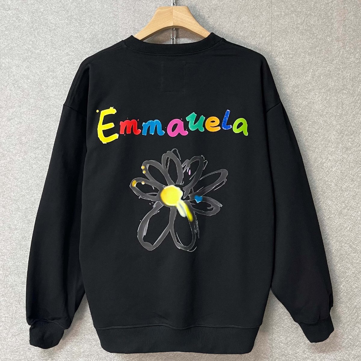 高級・トレーナー 定価4万◆Emmauela・イタリア・ミラノ発◆エジプト綿100% 柔らか 花柄 ゆったり カットソー 長袖tシャツ 普段着 M/46拍卖