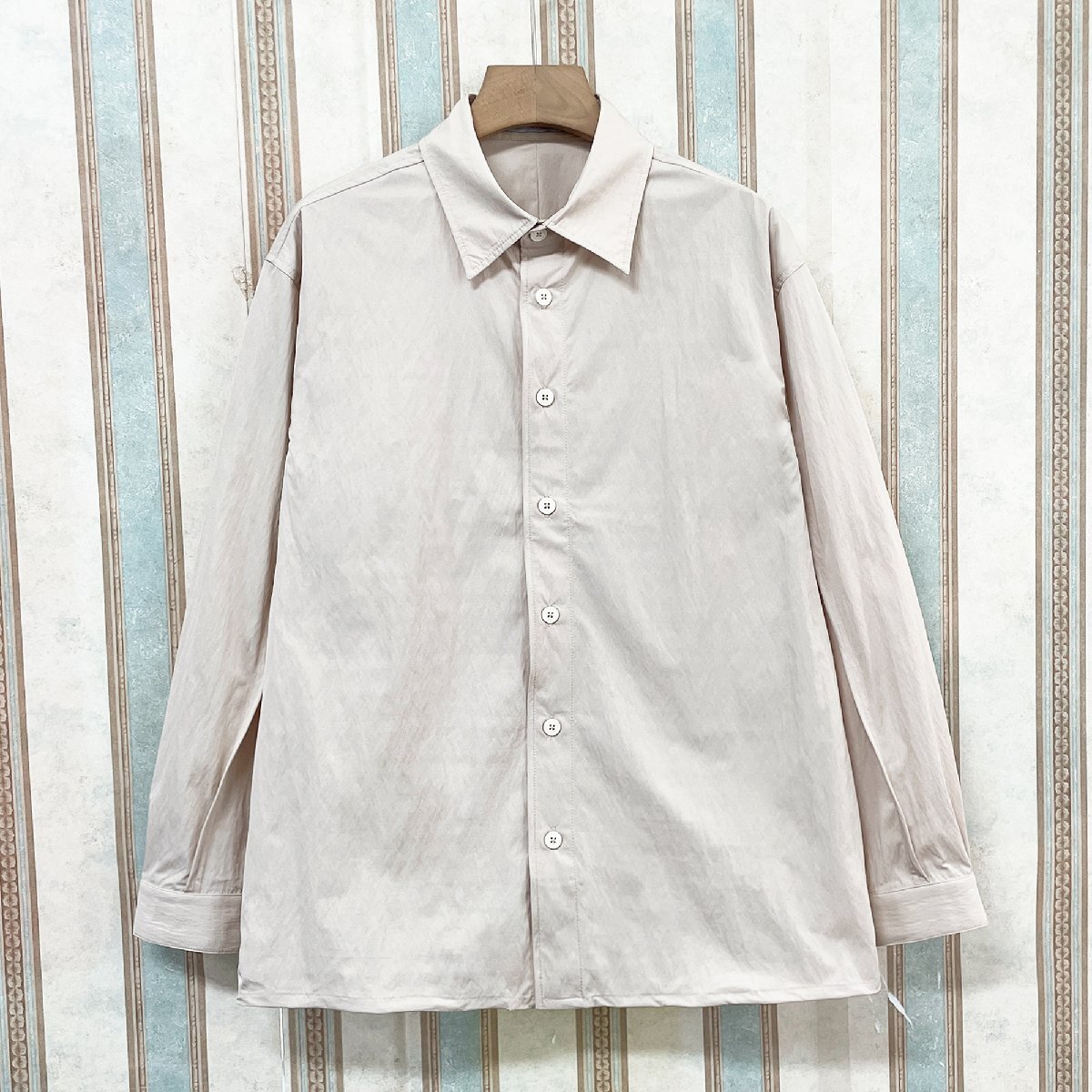 高級 定価4万 FRANKLIN MUSK・アメリカ・ニューヨーク発 長袖シャツ 速乾 無地 折り襟 ゆったり トップス 開襟シャツ 春夏 通勤 サイズ4拍卖