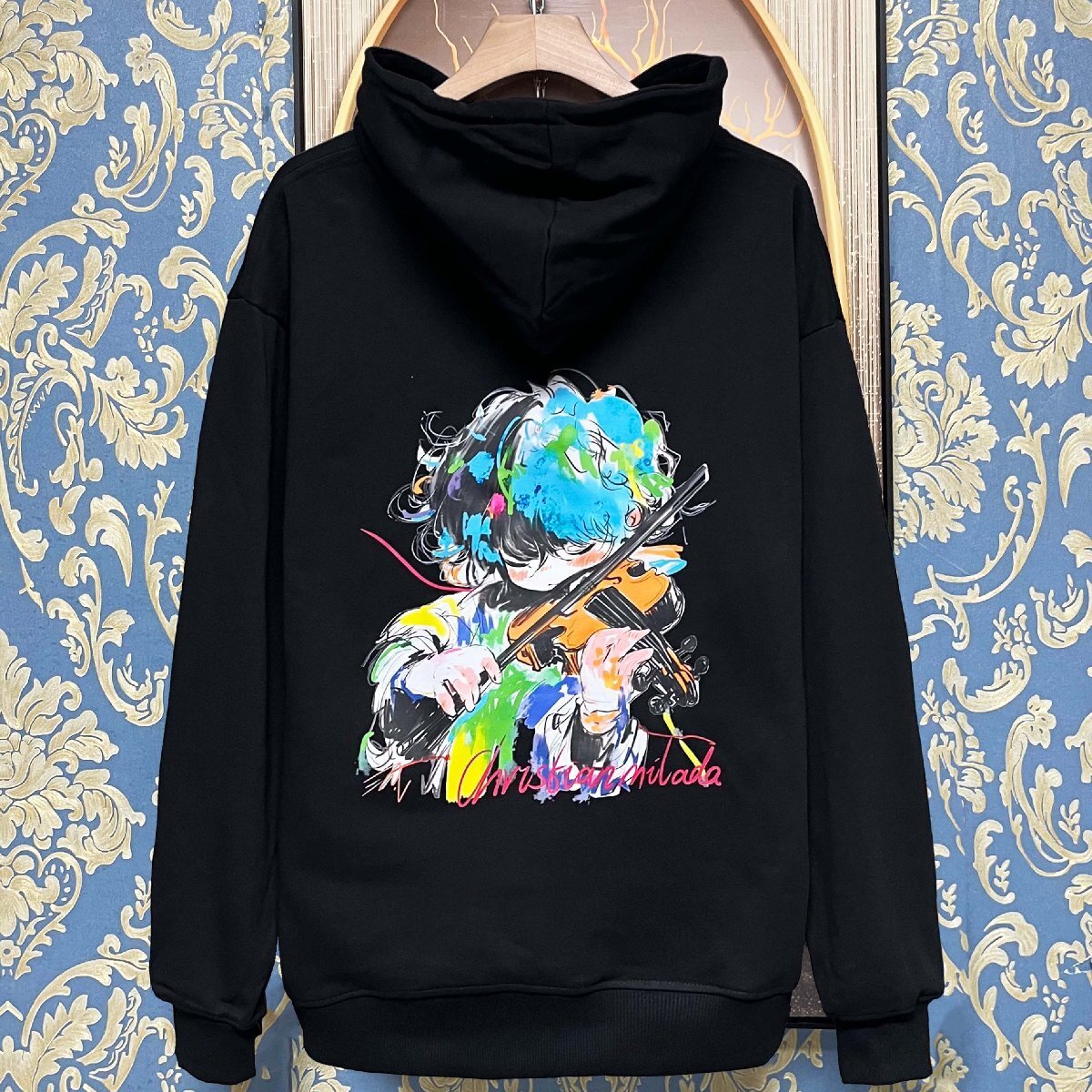 定価4万★christian milada・ミラノ発・パーカー★コットン100% 上品 保温 ソフト バイオリン スウェット ユニセックス 日常着 春秋 M/46拍卖