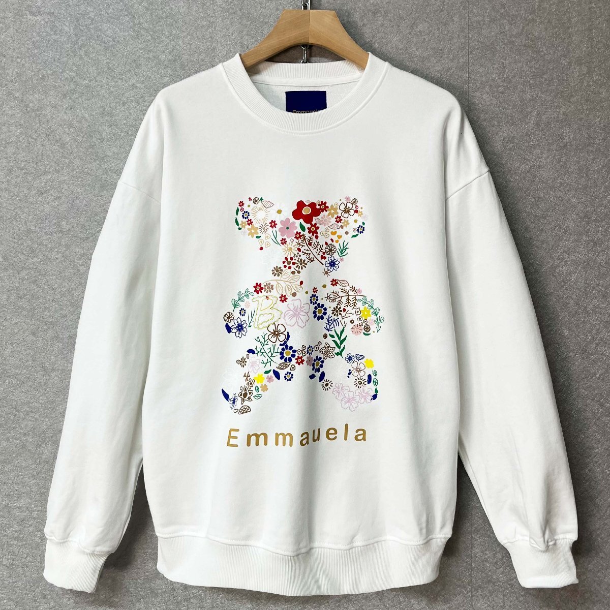 高級・トレーナー 定価4万◆Emmauela・イタリア・ミラノ発◆綿100% 柔らか スウェット クマ柄 花柄 可愛い 遊び心 トップス スウェット 2XL拍卖