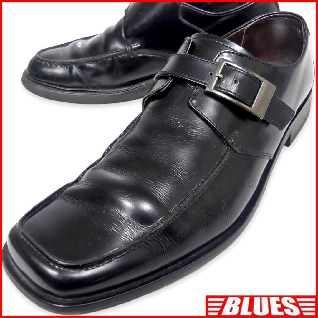 即決★REGAL★24.5cm レザービジネスシューズ リーガル メンズ 黒 ベルトストラップ 本革 レースアップ 本皮 ヒール 革靴拍卖