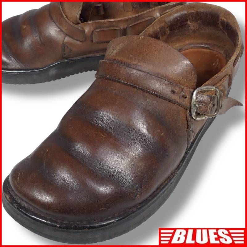 即決★Aurora Shoe Company★ 25cm レザースリッポン オーロラシューズ メンズ 7 D 茶 本革 本皮 ローファー 革靴 ベルトストラップ拍卖