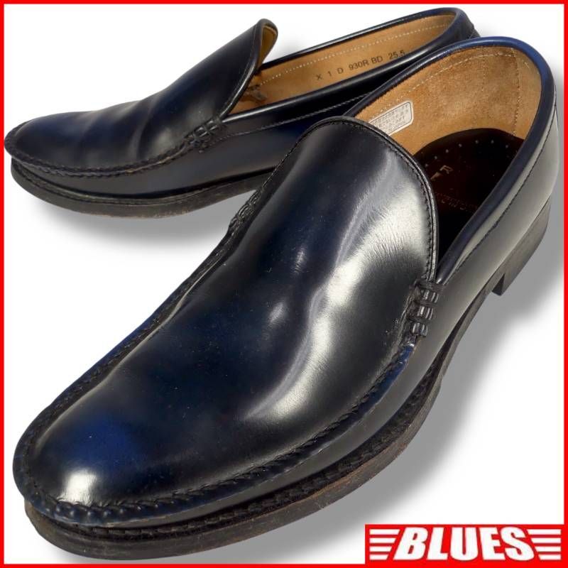即決★REGAL★ 25.5cm レザーローファー コブラバンプ リーガル メンズ 紺 ネイビー 50周年記念モデル 本革 ビジネスシューズ スリッポン拍卖