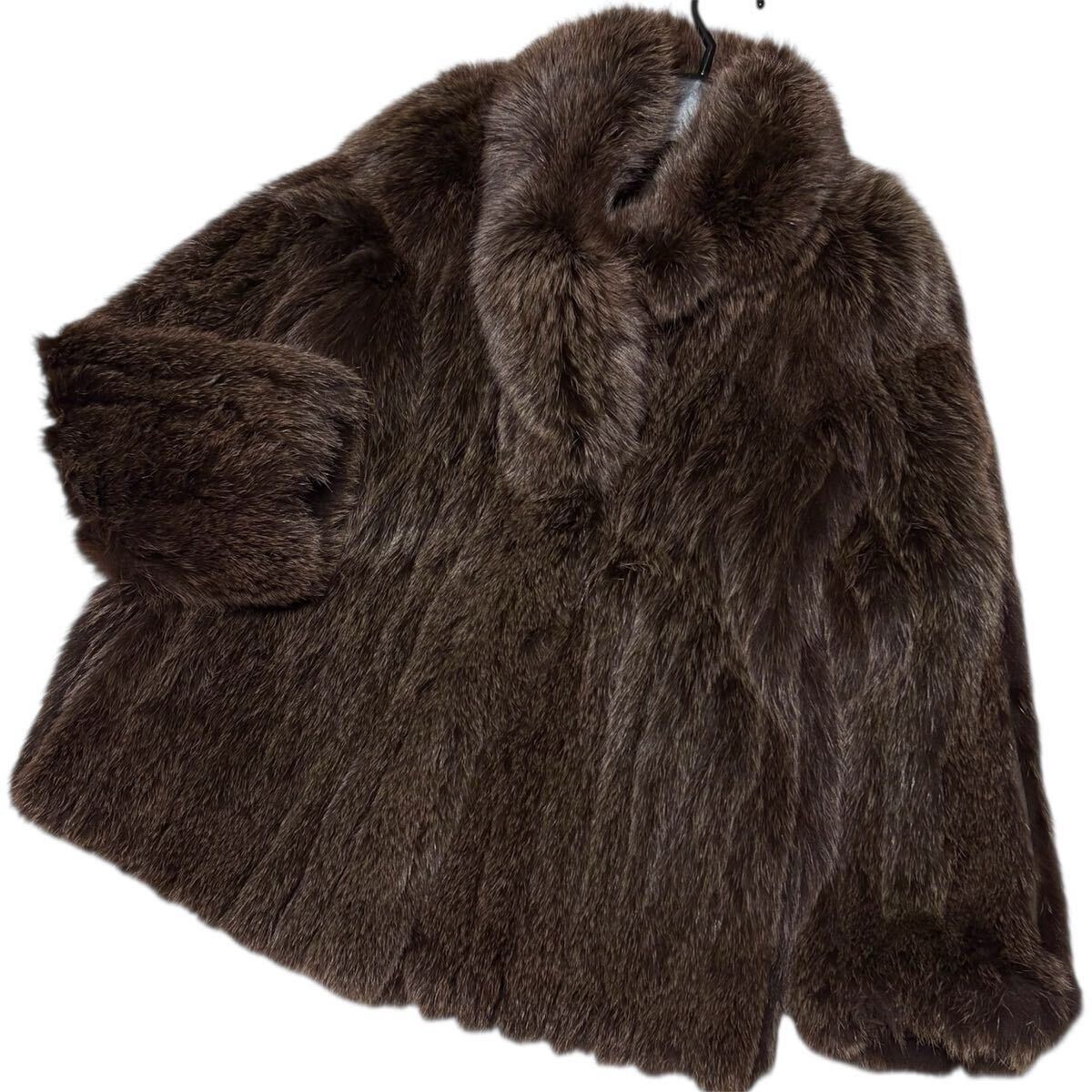 肉厚◎染め フォックス FOX ブラウン系 フォックス ファーコート リアルファー 毛皮 11/L 毛並み◎ 柔らか ボリューム◎ 狐 本毛皮拍卖