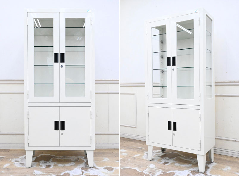 FH18 SOLNO ケビント 医療棚 メディカルキャビネット 飾棚 ドクターキャビネット コレクションケース 陳列棚 ガラス拍卖