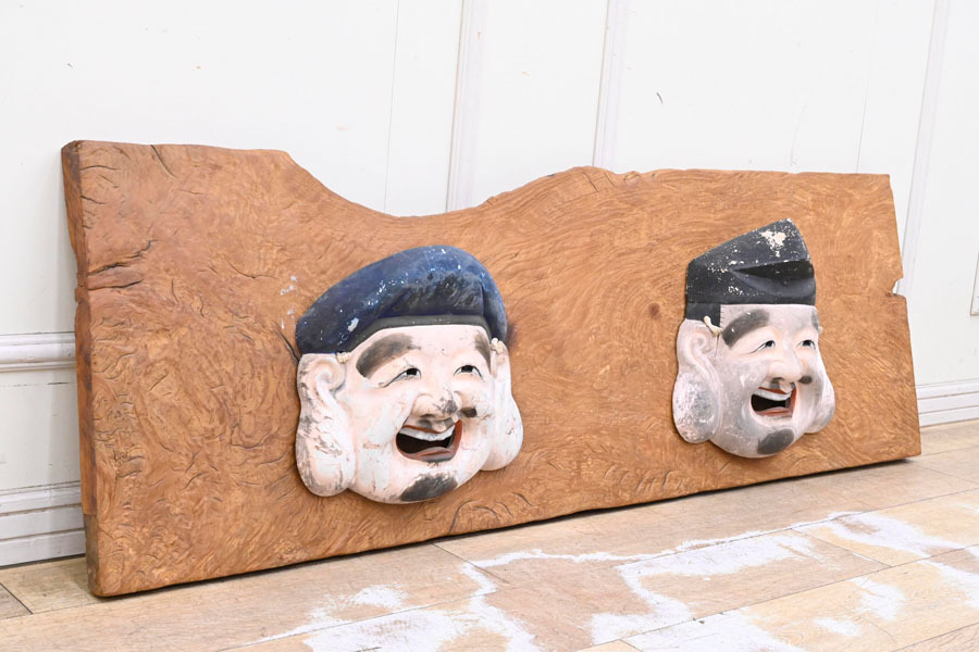 CQ06 極上木目 巨木 最高級 欅 けやき 瘤杢 玉杢 縮杢 一枚板 看板 カウンター お面はオマケ拍卖