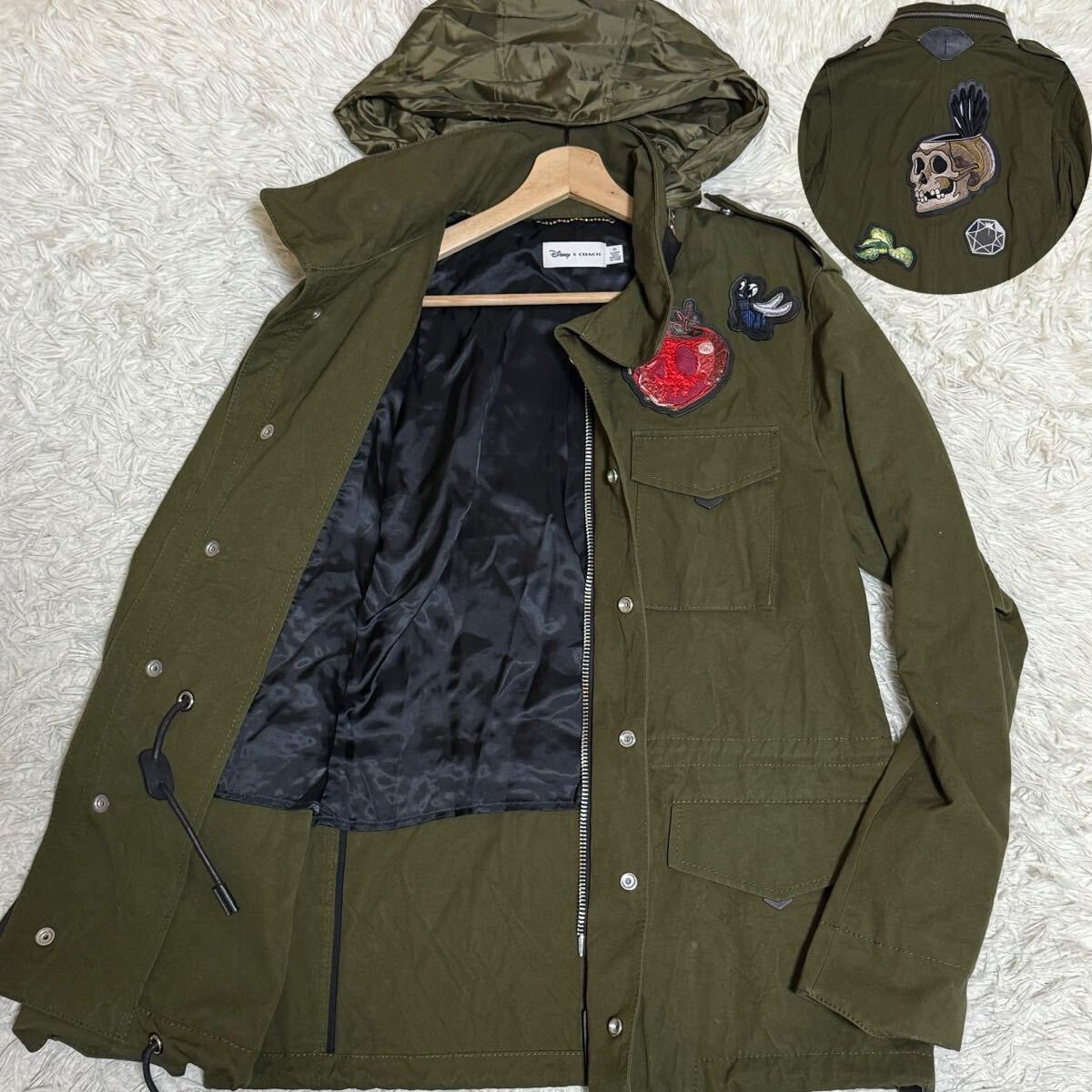 【超希少・極美品・2way・XL相当】COACH コーチ ミリタリージャケット ブルゾン ディズニーコラボ ワッペン 50 メンズ コットン カーキ拍卖