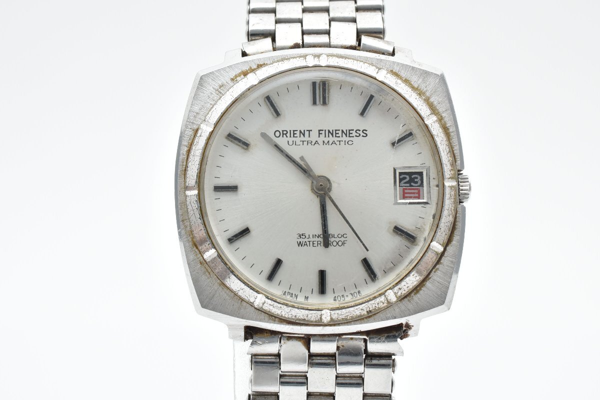 稼働品 オリエント ファイネス ウルトラマチック シルバー3針 デイデイト 35石 AUTOMATIC 腕時計 ORIENT FINENESS ULTRAMATIC拍卖