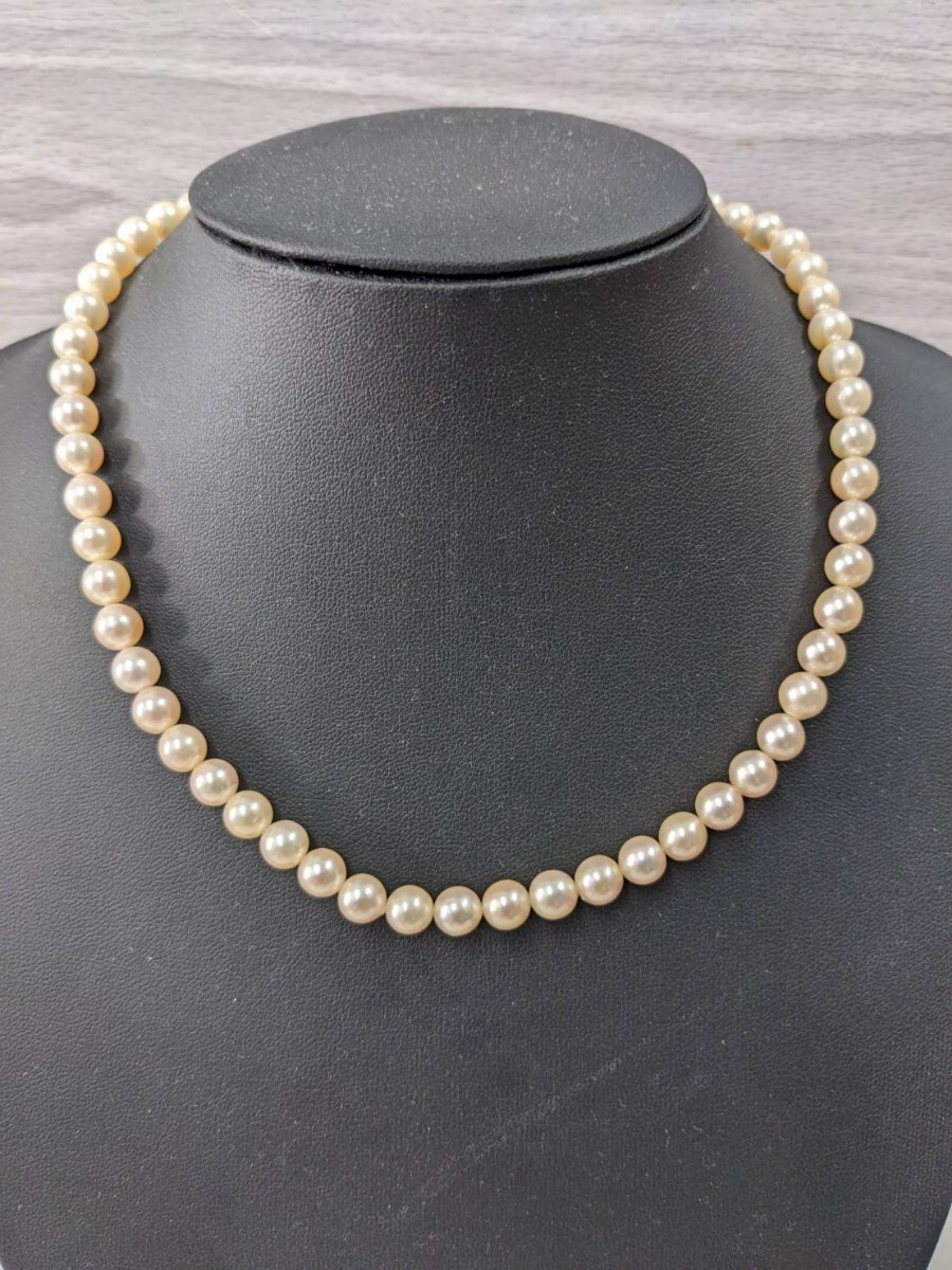 1円スタート!パール ネックレス ジュエリーマキ レディース 直径約6.8〜6.9mmの出品になります。拍卖