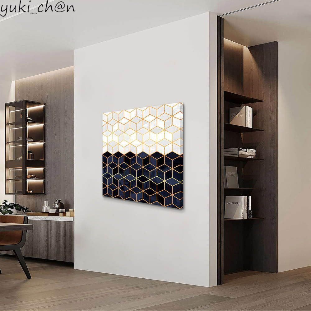 壁掛け インテリア リビング 装飾 アートパネル 幾何学模様 W40cm H40cm アートフレーム 絵画 キャンバス 額付き拍卖