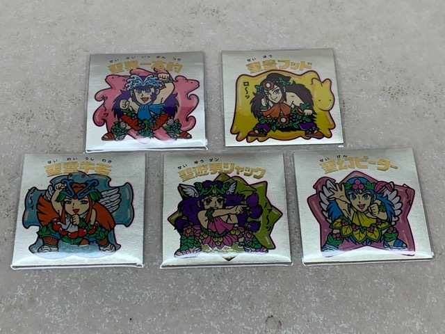 美品 ビックリマン チョコ版 15弾 5神帝コンプセット 聖霊牛若 聖遊男ジャック 聖幻ピーター 一本釣 フッド 【MA1023-008】106拍卖