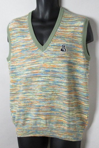 新品 ペンギン バイ マンシングウェア ゴルフ カラーミックスニット Vネックベスト/定価17600円/Mサイズ/MLMXJL81/レター\600/オレンジ拍卖