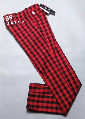 新品 パーリーゲイツ/PEARLY GATES ゴルフ 秋冬 チェック柄 ストレッチパンツ 定価30800円/レター\600/5(80-84)/053-1231003/レッド拍卖