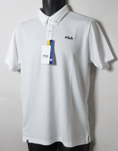 新品 フィラ/FILA ゴルフ 鹿の子 ボタンダウン半袖シャツ/レター\430/Lサイズ/784610y/ホワイト拍卖