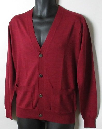 新品 ジェイ・プレス/J.PRESS ウール Vネックカーディガン/レター\600/定価23100円/Mサイズ/KROVNW0302/レッド拍卖