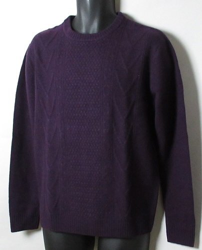 新品 ジェイ・プレス/J.PRESS ウールカシミヤ クルーネックニットセーター/レター\600/定価25300円/Lサイズ/KROVNZ0410/パープル拍卖
