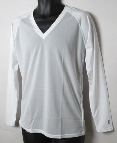 新品 マンシングウェア ゴルフ Vネック身頃メッシュ 長袖アンダーシャツ メンズ/Lサイズ/MGMXJM02/レター\430/ホワイト拍卖