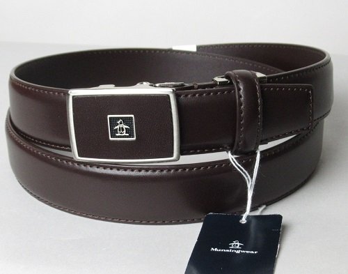 新品 マンシングウェア ゴルフ バックル式 牛革ベルト(床革)/レターパック\600/ダークブラウン拍卖