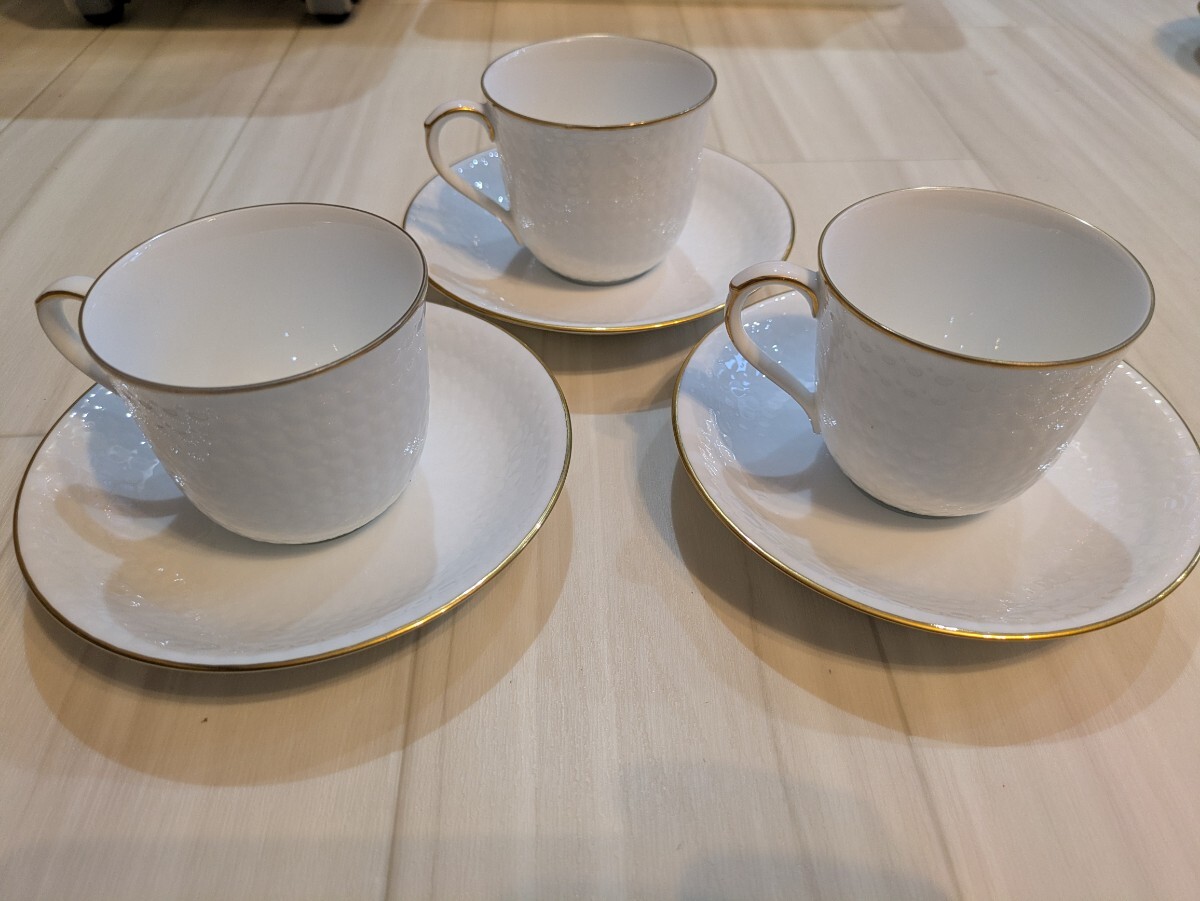 ☆Noritake☆ダイヤモンドコレクション☆カップ&ソーサー☆3客セット☆洋食器☆金彩☆美品☆札幌☆北海道☆拍卖
