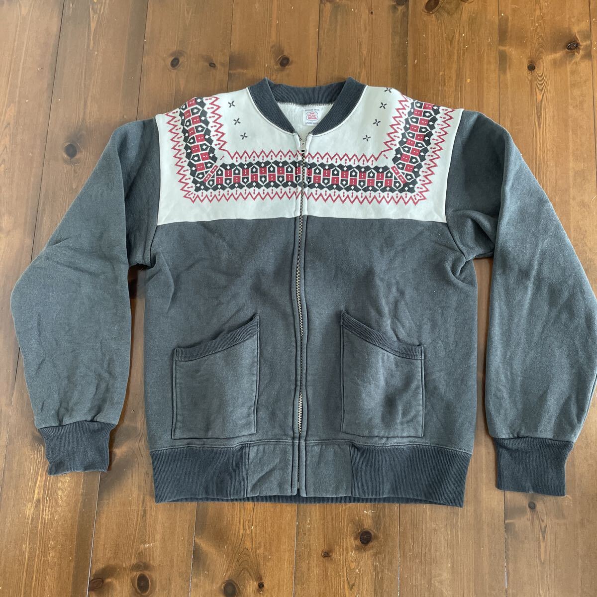 フラットヘッド 雪柄 スウェット 黒 フルジップ FLAT HEAD サイズ38拍卖