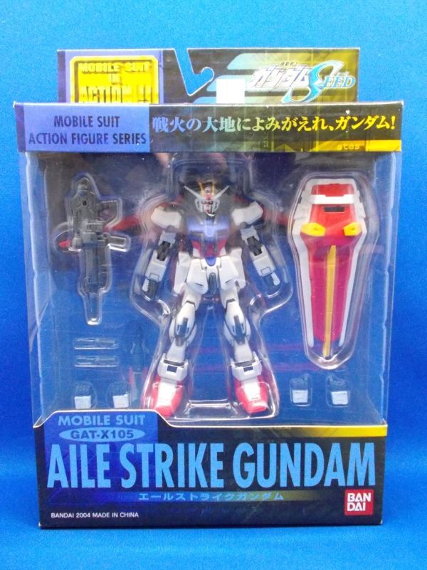 未開封 エールストライクガンダム GAT-X105 MOBILE SUIT IN ACTION!! BANDAI 2004年 機動戦士ガンダムSEED フィギュア AILE STRIKE GUNDAM拍卖