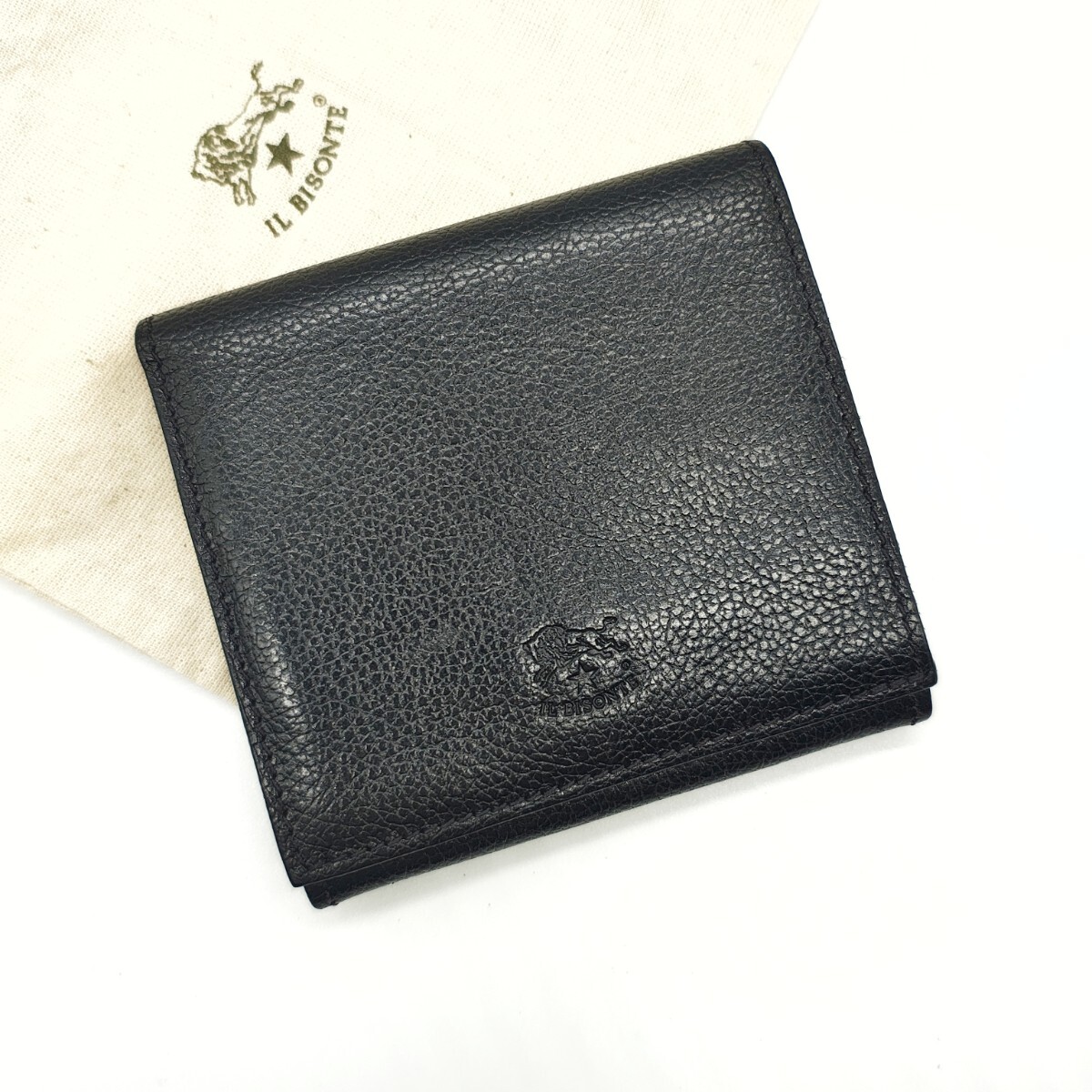 極美品 IL BISONTE イルビゾンテ 二つ折り財布 ブラック拍卖