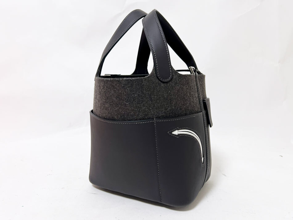 HERMES エルメス ピコタンロック 18 PM ハンドバッグ トートバッグ ゴー・チーム フェルト スイフト エベンヌ こげ茶 W刻印 H084949CK拍卖