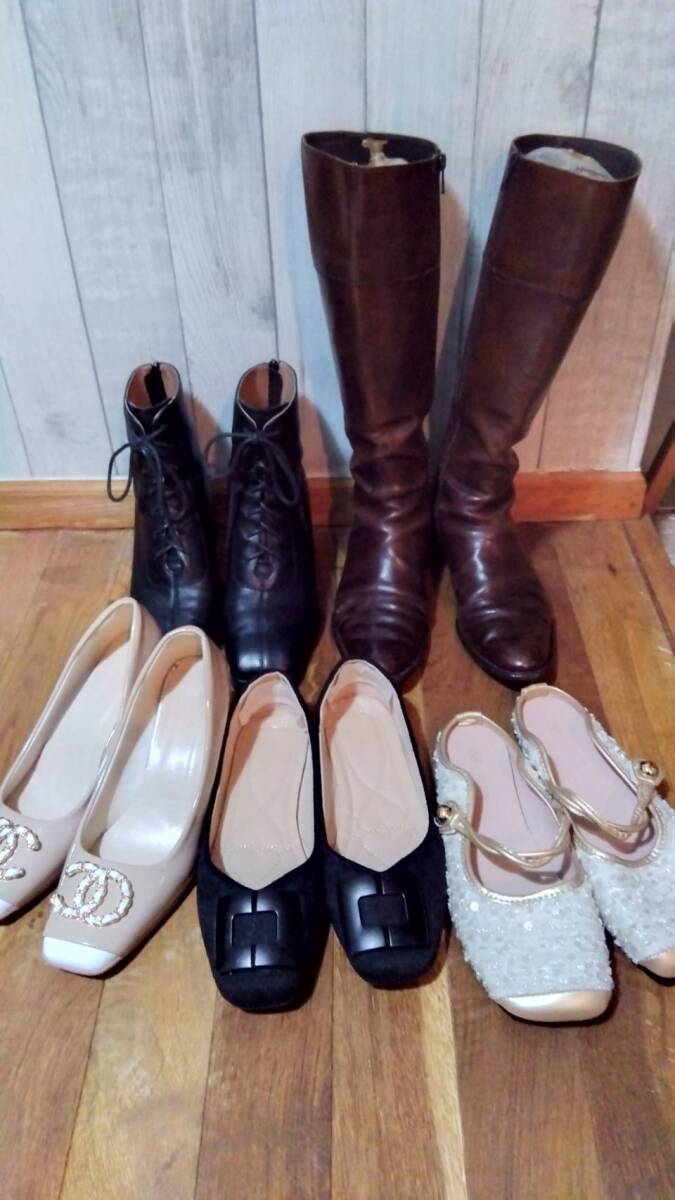 ロングブーツ ショートブーツ エナメルパンプス その他5点セット 24㎝ 24.5㎝ 未使用品あり拍卖