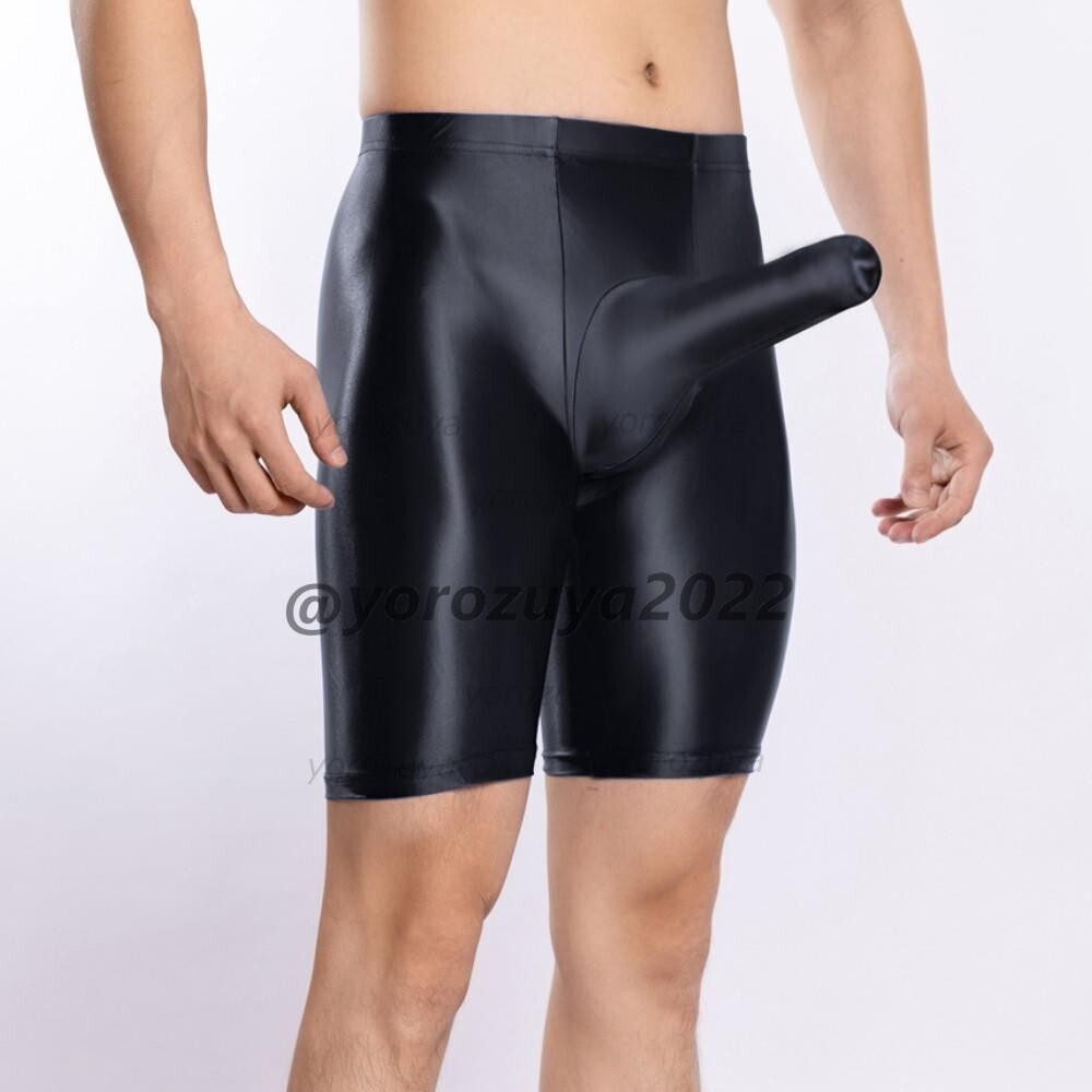 181-250-23 ツヤツヤ 光沢 サオ付き ボクサー スパッツ【ブラックLサイズ】男性 メンズ 勃起パンツ ランジェリー ブリーフ ショーツ.1拍卖