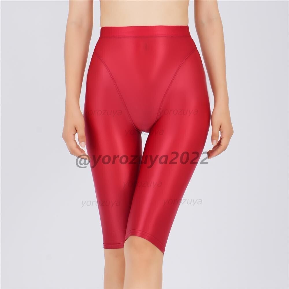 152-201-16 光沢 ツヤツヤ Vカット ロングスパッツ 【レッドXLサイズ】レディース 女性 下着 セクシー パンツ ショーツ ランジェリー.2拍卖