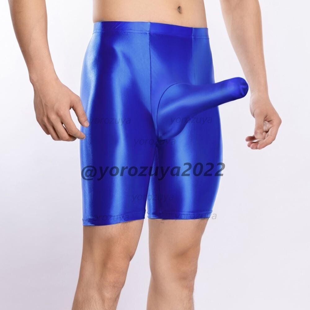 181-239-23 ツヤツヤ 光沢 サオ付き ボクサー スパッツ【ブルーXLサイズ】男性 メンズ 勃起パンツ ランジェリー ブリーフ ショーツ.2拍卖